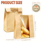 24 tk 14,17*8,27*3,5 tolli Kraft haputaignaleivakotti t&auml;nukleebisega Suur k&uuml;psetuspaberist kott l&auml;bipaistva aknaga koduleiva jaoks 24pcs