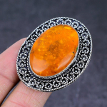 Baltic Amber Gemstone Handmade 925 Sterling Silver Gift Jewelry Ring Size 6 r2e16