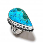 Natural Tibetan Turquoise Gemstone 925 Sterling Silver Gift Ring Size 8 r8b81