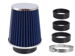 Air filter, conical 120x130x90 mm, blue / chrome, adapters: 60, 63, 70 mm 1