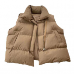 Talvine naiste vest mantel, paksendatud polsterdatud t&otilde;mblukuga suletav p&uuml;stine krae varrukateta &uuml;hev&auml;rviline tuulekindel soojust s&auml;ilitav v&auml;limantel M khaki