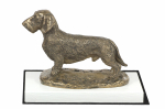 Dachshund Wire-haired, Wiener dog, Badger dog - dog figurine, figure on a white base, trophy for Art-Dog dog show exhibition