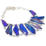 Peacock Titanium Aura Gemstone 925 Sterling Silver Jewelry Necklace 18 p5w95