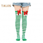 1 paar j&otilde;ulusukki Colorblock Triibuline Retro erksav&auml;rviline vibu Dekoratsioon Libisemisvastane k&otilde;hn Esinemised Cosplay Minikleit Seelik Paaritud Pikad Sokid punane