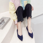 Kevade terava peaga, madala suuga &uuml;hekordsed kingad Naiste silmkoelised kootud kingad Lamedad munarullid kingad 34 kollane