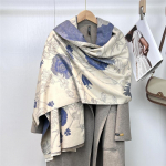 185*65cm kvaliteetne kahepoolne paksendatud ka&scaron;miir-imitatsiooniga sall S&uuml;gistalvine tr&uuml;kitud soe sall Naiste kingitus 185*65cm sinine