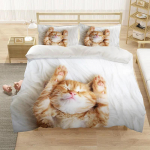 Armas Lemmikloomakassi Voodipesukomplekt Loomaprindiga Katted &Uuml;he Kahekohaline King Queen Suurus Tekikott Kassipoja Muster Pol&uuml;ester Tekikate 140x210cm 2pcs