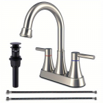 Vannitoamuistussegisti 3-auguline, 2-k&auml;epidemega keskmine paigaldus, pliivaba, vaskse h&uuml;pikventiiliga (Harjatud nikkel) h&otilde;be