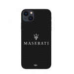 Coque Maniacase pour Iphone 13 mini maserati blanc fond carbonne