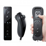 Manette Wiimote Controller Nunchuk pour Nintendo Wii Wii U Game Noir + cas en silicone + sangle