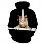 Uus meeste kapuuts, 3D lemmikloomakassi prindiga graafiline pullover, uus paariline dressipluus, vabaaja mood Naiste t&auml;nava suures suuruses Sudaderas S