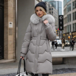 Moodsad soliidsed pikad parkad, kapuutsiga n&ouml;&ouml;r lahtised vabaaja talvejoped Naiste kapuutsiga karusnahast krae puuvillased v&auml;lir&otilde;ivad XXXL hall