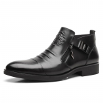 Meeste vintage kauboisaapad nahast pandlaga rihm Punk poolsaapad terava ninaga mootorrattasaapad buty do kostki sepatu pria must 39 must
