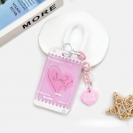 Stiilne Korea Kpop Idol fotokaardihoidja kaelapaelaga Sweet Heart Style Peres&otilde;bra fotokaardi kaane&uuml;mbris ID bussikaardi kaitsja valge