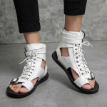 Moodsad Meeste Jalan&otilde;ud Suvised Ankle Boots Moodsad K&otilde;rge S&auml;&auml;rega Sandaalid Meestele Kummikud Sandaalid Vabaaja Jalan&otilde;ud Paelad Mees V&auml;litingimustes Rannakingad 38 valge