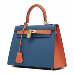 Palmiprint nahast teise p&otilde;lvkonna kontrastne kott &uuml;he &otilde;lakotina, kvaliteetne naiste kott, crossbody, mitmek&uuml;lgne, Ins k&auml;ekott 25x10x18cm oranž/sinine