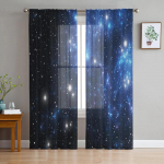 T&auml;hesinine L&auml;bipaistvad Kardinad Elutoa Kaunistuseks Akknakardinad K&ouml;&ouml;ki T&uuml;ll Voile Organza Kardinad W135 x H115cm x1&Rod Pocket