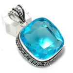 Natural Swiss Blue Topaz Gemstone 925 Sterling Silver Jewelry Pendant 1.81 m5h95