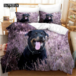 Rottweiler Tekikott &Uuml;heinimesevoodile Must Rottweiler &Uuml;heinimesevoodipesukomplekt Loomateema Koeraarmastajale Pol&uuml;ester Kahekordne Queen King Tepikott 140x200cm 3pcs