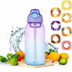 Veepudel 7 kausiga, 1000 ml puuviljaveepudel, 0% suhkrut veetops, spordiveetops One Size lilla