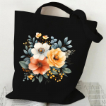 Elegantne Wildflowersi k&auml;ekott Naistele Vintage Esteetika Taimekujundus Ostukotid Korduvkasutatav kandekott Naiste lilleline &otilde;lakott