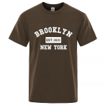 Brooklyn Est. 1631 New York Kirjatr&uuml;kiga T-s&auml;rk Meeste vabaaja T-s&auml;rgid Suvised puuvillased topid Moodsad hingavad teer&otilde;ivad S pruun
