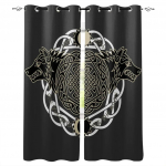 3D Viikingi Hunt Totem Religiooni S&uuml;mbol Mustad Kardinad Elutuba K&ouml;&ouml;k Laste Tuba Magamistuba Akna Dekoratiivkardinad 50W130H(CM)X2PCS&Grommet Top