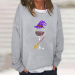 Naiste vabaaja moe vintage tr&uuml;kitud pikkade varrukatega O-kaelusega kampsun, kihiline pullover M must