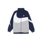 Nike Sportswear Swoosh Moodne Mugav Pehme Kahepoolse Kraega Fliisjakk Meeste jakid S&uuml;gavtumesinine Valge Meeskonna-Sinine-Hall BQ6546-411 L white