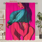 2 tk - Yst&auml;v&auml;np&auml;eva tegelaskujundusega - Tr&uuml;kitud kardin - Pol&uuml;estermaterjal - Sobib magamistuppa, elutuppa, t&ouml;&ouml;tuppa, 30Wx65L(76x165CM)x2
