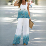 BITCED Naiste prinditud vabaaja kaheosaline p&uuml;ksid elastse v&ouml;&ouml;kohaga naiste &uuml;likond XXXL