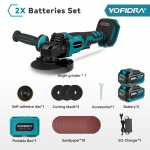 Yofidra 125mm M14 harjadeta nurklihvmasin 3 k&auml;iguga juhtmeta lihvimismasin Puidut&ouml;&ouml;tlemise l&otilde;iket&ouml;&ouml;riist Makita 18V akule 2xBattery-EU Plug