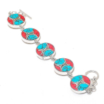 Italian Red Coral Handmade 925 Sterling Silver Bracelet 7-8 o5d05