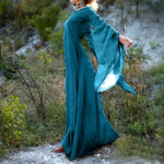Cosplay kost&uuml;&uuml;m S~5XL suur suurus kleit pikkade varrukatega &uuml;mara kaelusega v&ouml;&ouml;ga naiste kleit Halloween naiste pikk seelik XL sinine