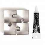 4 mini emporte-pi&egrave;ces inox Puzzle + Stylo de gla&ccedil;age noir