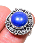 Natural Lapis Lazuli Gemstone 925 Sterling Silver Jewelry Ring Size 7 f0f82