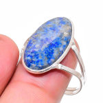 Lapis Lazuli Handmade 925 Sterling Silver Jewelry Ring Size 11 t0d69