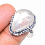 Crystal Quartz Handmade 925 Sterling Silver Jewelry Ring Size 9.5 z3u49