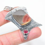 Mookaite,Garnet Handmade 925 Sterling Silver Jewelry Pendant 2.40 o8q10