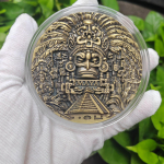 Maya 3D pronksist m&auml;lestusm&uuml;ndid - Ameerika suured reljeefmedalid 8cm x 0.9cm antiikne pronksiv&auml;rv