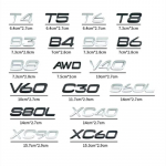 3D ABS T4 T5 T6 T8 AWD B3 B4 B5 B6 B8 t&auml;helogo Auto tagumise saba pagasiruumi poritiiba embleemi kleebis V40 V60 C30 S60L S80L XC40 XC60 XC60 must