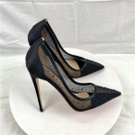 Kivid Naiste Patchwork Must Siidist T&uuml;ll Terava Ninaga K&otilde;rge Kontsaga Peokingad 8cm 10cm 12cm Elegantne Stiletto Pumbad 35