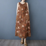 Varrukateta Plus size puuvillane vintage lilleline uus kleit naistele vaba vaba pikk suvekleit M