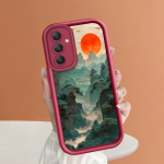 Pehme silikoonist ruudukujulise redeliga printimismustriga telefoni korpus T&auml;iskaanega kaamera p&otilde;rutuskindel kaitse kummist &uuml;mbris Samsungile Samsung M32 must