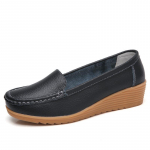 Ehtne Nahk Moodne Kiil Naiste Korterid Retro Kingad Naine Slip-on Naiste Kinga Mokassiinid Mugavad Tenis Feminino Suur Suurus 35 must