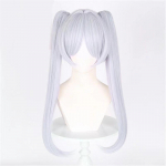 Frieren Cosplay Parukas Anime Pikk H&otilde;bevalge Kahe hobusesabaga Parukas Kuumuskindlad Juuksed Halloweeni Peo Rollim&auml;ngu Parukad + Parukav&otilde;rk One Size