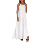 Suvine puuvillasegu maksikleit naistele spagetirihmide, varrukateta, pika, vaba l&otilde;ikega, l&otilde;hikuga rannakleit S