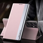 Luksuslik nahast klapp&uuml;mbris Samsung Galaxy S25 S24 S23 S22 S21 S20 Ultra Plus S23 S21 S24 FE Note 20 Ultra jaoks, vutlar-stend Samsung S21 FE roosa