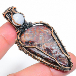 Crazy Lace Agate Handmade Copper Wire Wrap Jewelry Pendant 2.76 m5l00