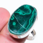 Natural Malachite Gemstone Handmade 925 Sterling Silver Gift Ring Size 9 u5e12
